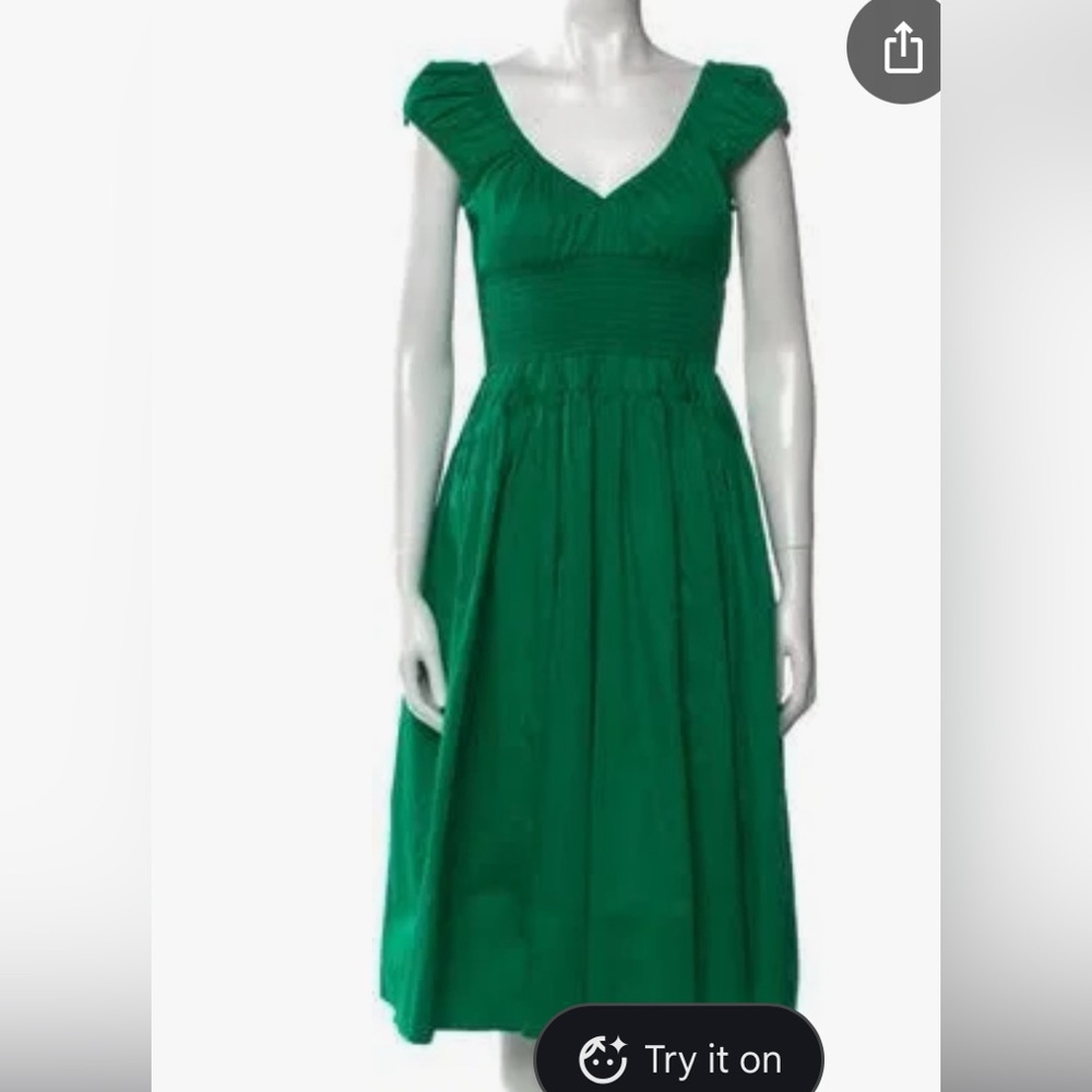 La Ligne Vibrant Green V-neck midi dress
